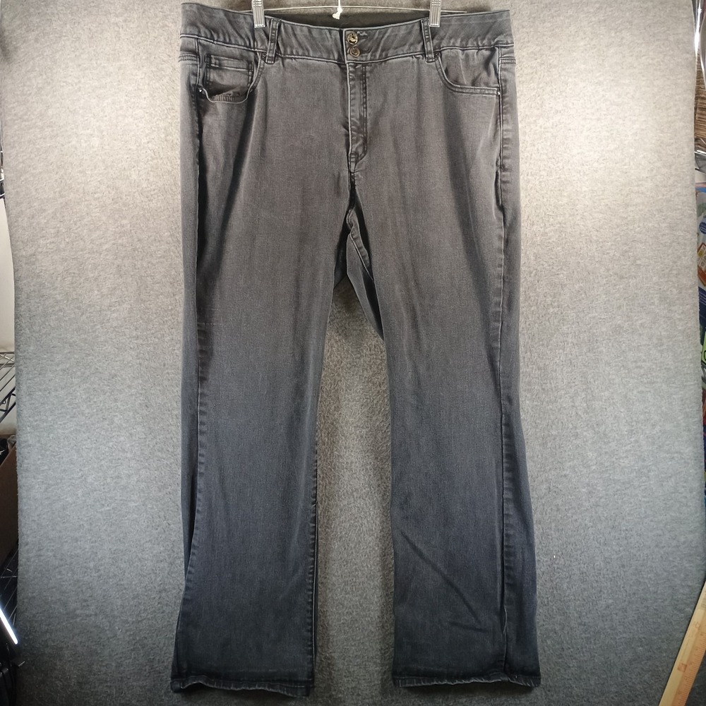 Lane Bryant Jeans Women 24R Straight Leg Double Button Stretch Light‎ Black Wash